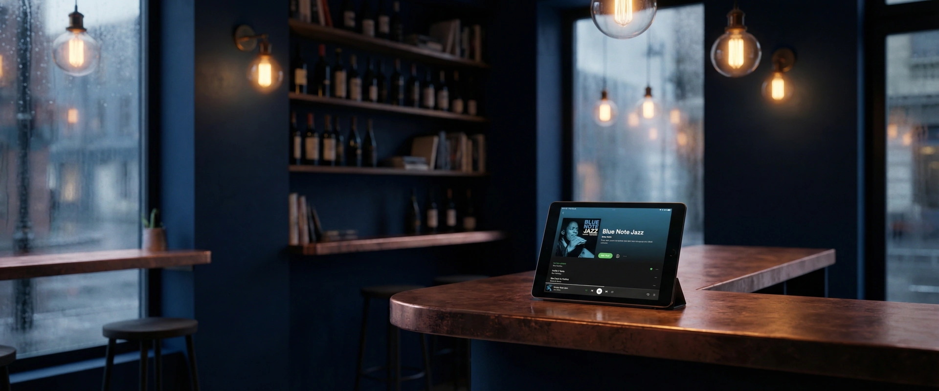 Stylish service space with warm ambient lighting